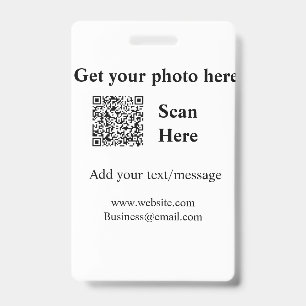 Get your photo scan QR add website email address d ID Badge