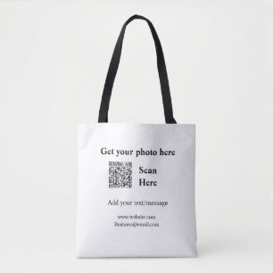 Get your photo scan QR add website email address d Tote Bag