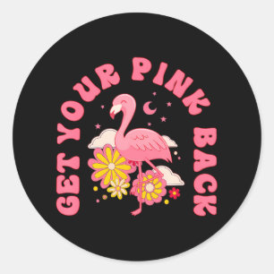 Get Your Pink Back Cute Pink Flamingo Funny Classic Round Sticker