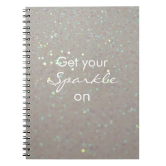 Get your Sparkle on - cream faux glitter notebook