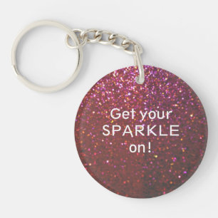 Get your Sparkle on - Girly Hot pink faux Glitter Key Ring