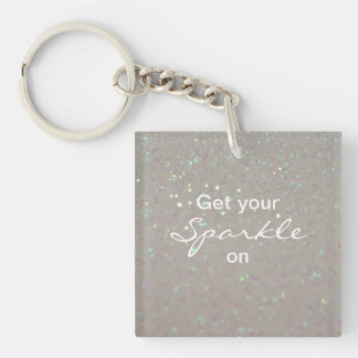 Get your Sparkle on - pink faux glitter key chain