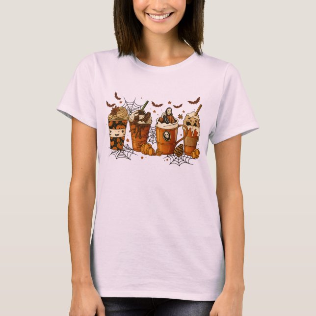Get Your Spooky Coffee Fix with Skeleton T shert T-Shirt (Front)