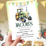 Get Your Tractor 2nd Birthday  Invitation<br><div class="desc">Fun boys themed tractor farming birthday invitations. Available as a digital download printable.
Great for any season. Let's build something fun for your little guy on his birthday! Evite birthday party,  electronic party invitations. Custom,  editable,  personalised watercolor farm tractor design. Green and yellow rustic tractor.</div>