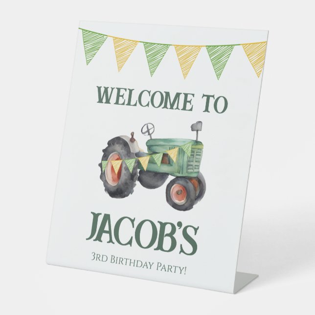 Get Your Tractor Boys Birthday  Pedestal Sign (Front)