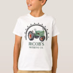 Get Your Tractor Boys Birthday  T-Shirt<br><div class="desc">Fun boys themed tractor farming birthday 
Great for any season. Let's build something fun for your little guy on his birthday! Green and yellow watercolor farm tractor design. Custom,  personalised,  editable  any age,  just change the text</div>