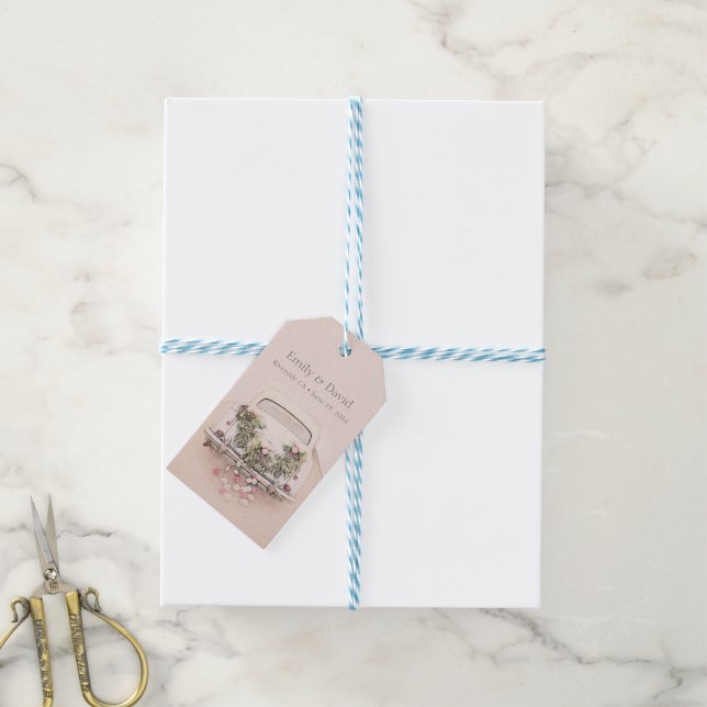 Getaway Car Romantic Wedding Favour Tags (With Twine)