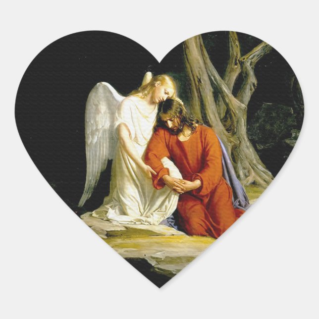Gethsemane by Carl Heinrich Bloch 1805 Heart Sticker (Front)
