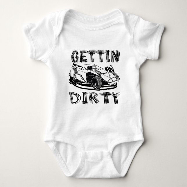 Gettin Dirty Dirt Modified Racing Baby Bodysuit (Front)