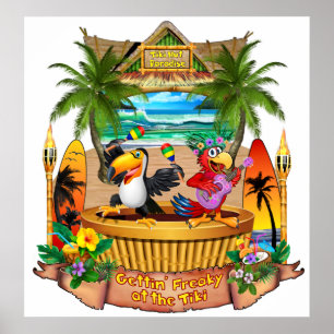 GETTIN' FREAKY AT THE TIKI POSTER