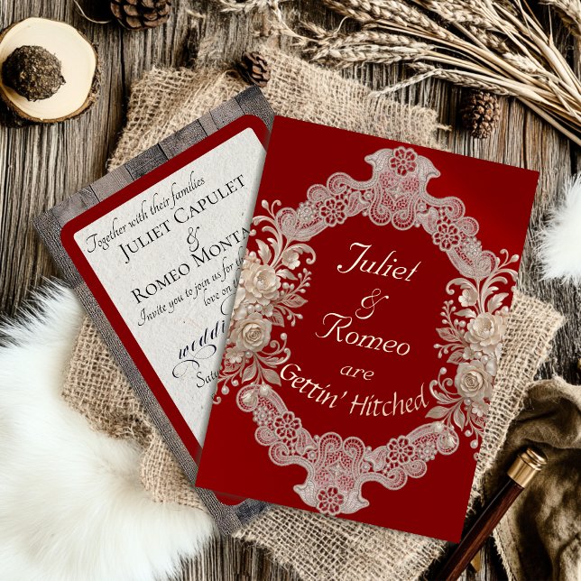 Gettin' Hitched Wood & Lace - Red (Creator Uploaded)