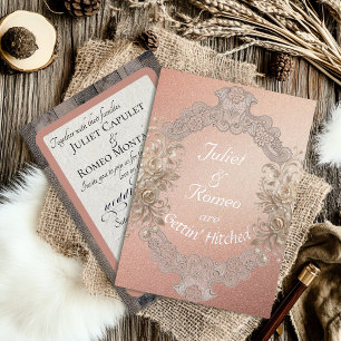 Gettin' Hitched Wood & Lace - Rose Gold