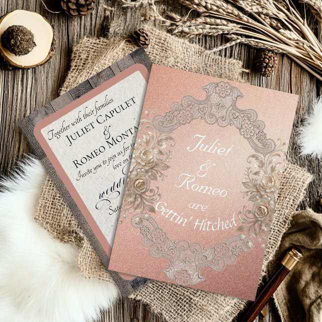 Gettin' Hitched Wood & Lace - Rose Gold (Creator Uploaded)