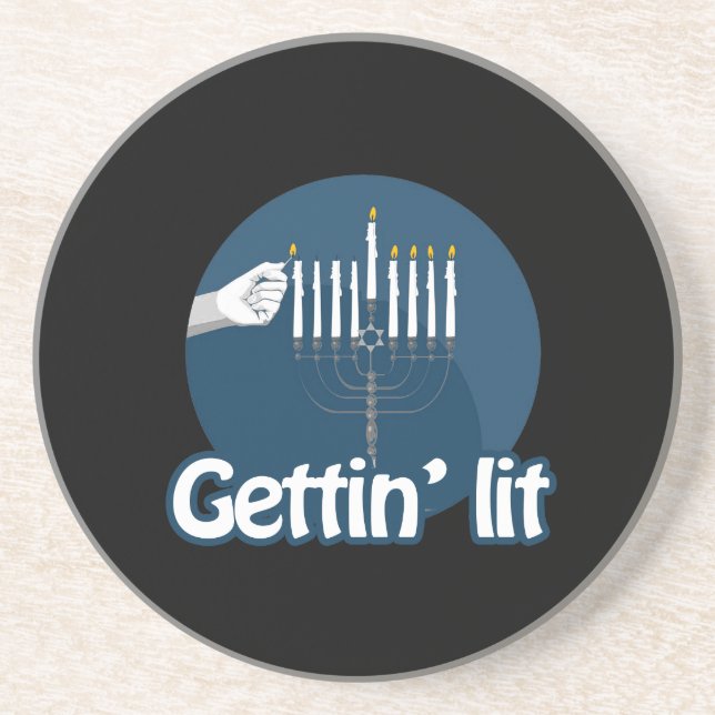 GETTIN LIT HANUKKAH COASTER (Front)