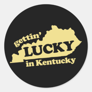 gettin lucky in kentucky classic round sticker