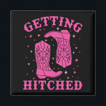 Getting Hitched Bride Groom Western Wedding Bachel Magnet<br><div class="desc">Getting Hitched Bride Groom Western Wedding Bachelorette</div>