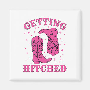 Getting Hitched Bride Groom Western Wedding Bachel Magnet