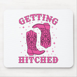 Getting Hitched Bride Groom Western Wedding Bachel Mouse Pad
