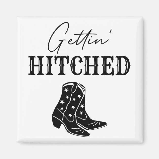 Getting Hitched Bride Western Bachelorette Party  Magnet (Front)