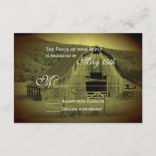 Getting Hitched Rustic Barn Wedding RSVP Cards