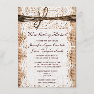 Getting Hitched Rustic Country Wedding Invitations