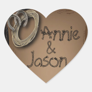 getting hitched western cowboy boots wedding heart sticker