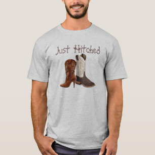 getting hitched western cowboy boots wedding T-Shirt