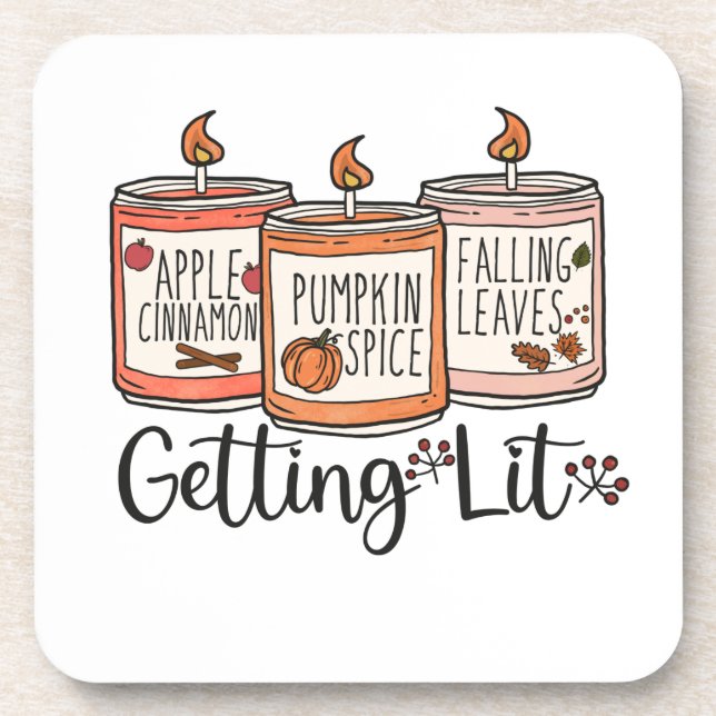 Getting Lit, Witty Fall Candle Lover Coaster (Front)