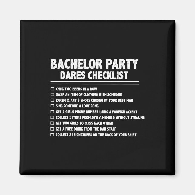 Getting Married Groom Funny Bachelor Checklist Par Magnet (Front)