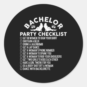 Getting Married Groom Funny Bachelor Party Checkli Classic Round Sticker