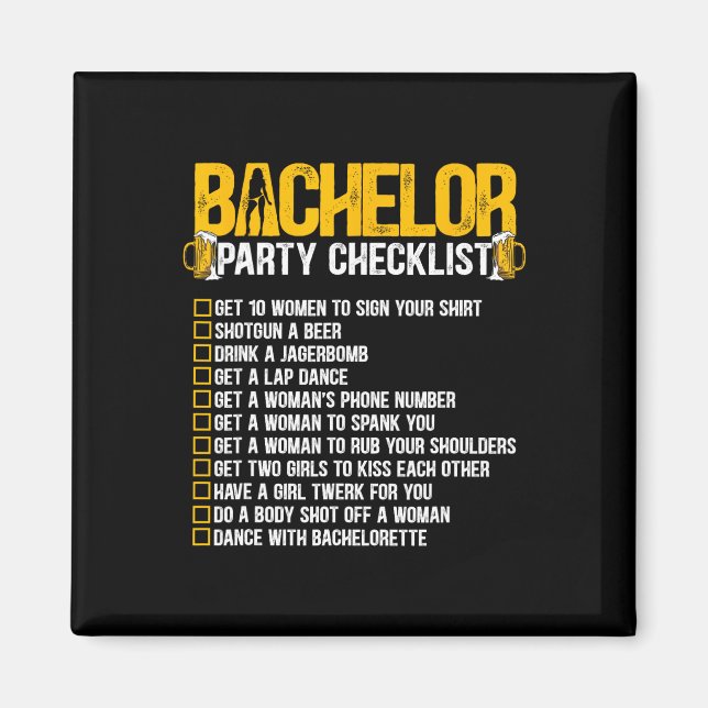 Getting Married Groom Funny Bachelor Party Checkli Magnet (Front)