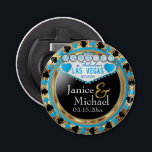 Getting Married in Las Vegas - Baby Blue Bottle Opener<br><div class="desc">Bottle Opener. Featured in a married in Las Vegas style design with a baby blue and faux gold metallic look ready for you to personalise. More colours are available. 📌If you need further customisation, please click the "Click to Customise further" or "Customise or Edit Design"button and use our design tool...</div>