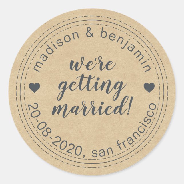 Getting Married Save the Date Kraft Envelope Seal (Front)