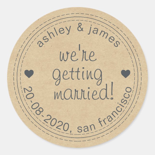 Getting Married Save the Date Kraft Envelope Seal (Front)