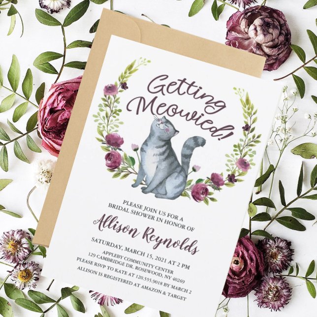 Getting Meowied Bridal Shower Invitation (The purrrrr-fect bridal shower invitation!)