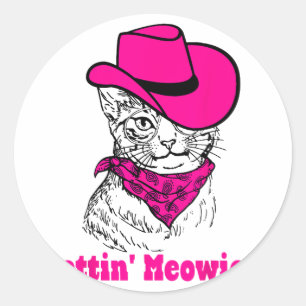 Getting Meowied Cat Mum Western Cowgirls Bachelore Classic Round Sticker