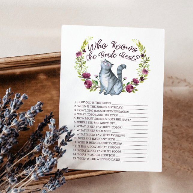 Getting Meowied Who Knows the Bride Best Game Card (Creator Uploaded)