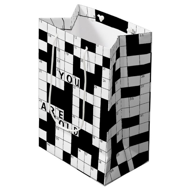 Getting Old Birthday Crossword Puzzle Medium Gift Bag (Front Angled)