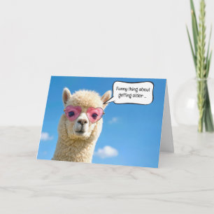 Getting Older Birthday Alpaca in Glasses Card