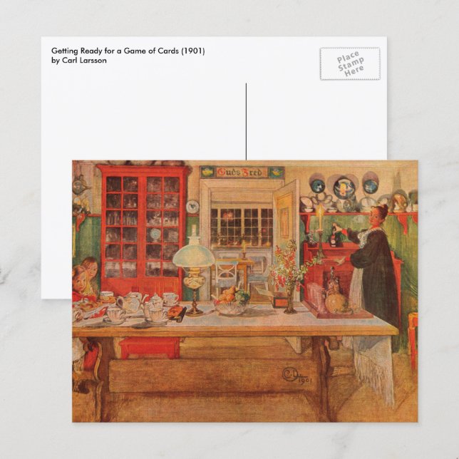 Getting Ready for a Game of Cards by Carl Larsson (Front/Back)