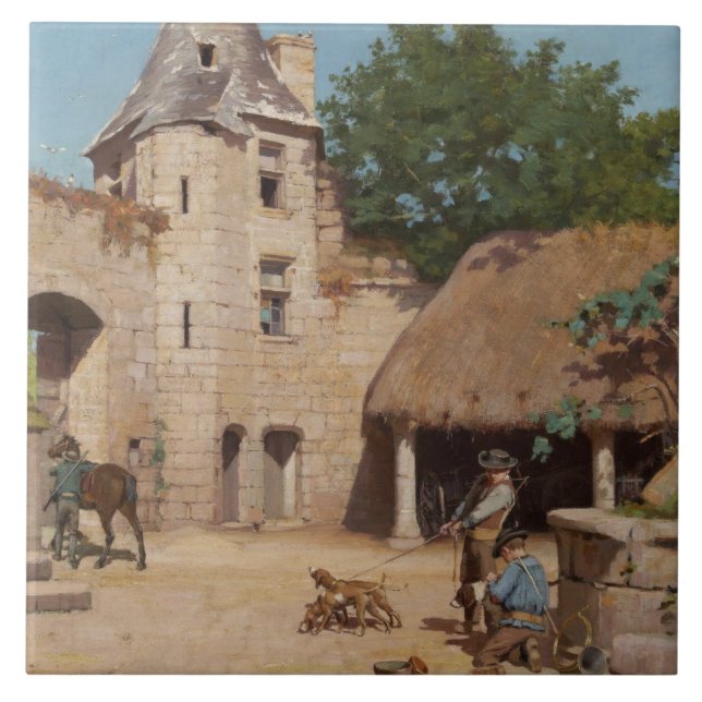 Getting Ready for the Hunt (Mediaeval Scene) Tile (Front)