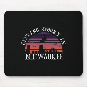 Getting Spooky In Milwaukee - Halloween Witch Bats Mouse Pad