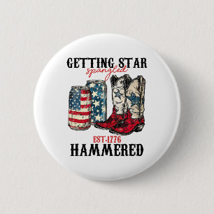 Getting Star Spangled Hammered Est 1776  6 Cm Round Badge