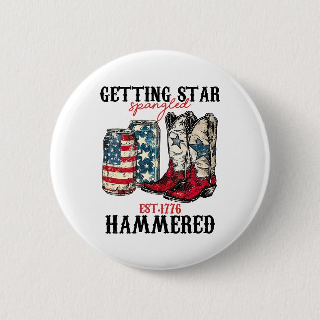 Getting Star Spangled Hammered Est 1776  6 Cm Round Badge (Front)