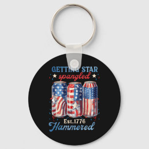 Getting Star Spangled Hammered Funny America Key Ring