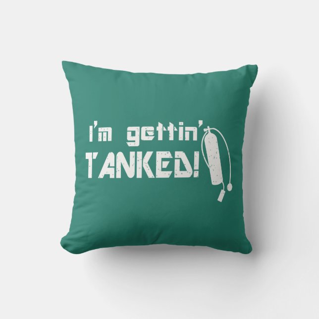 Getting Tanked Funny Scuba Diver's Blue White Cushion (Front)