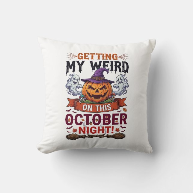 Getting Weird Halloween Pumpkin Ghosts Witch Hat_1 Cushion (Front)