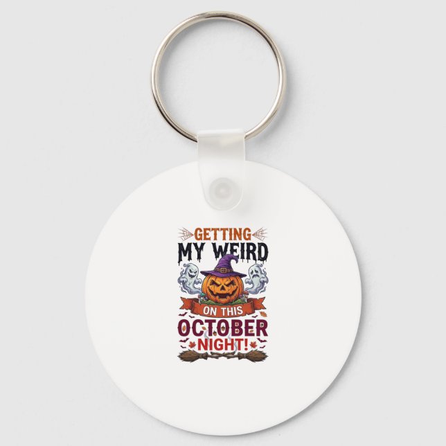 Getting Weird Halloween Pumpkin Ghosts Witch Hat_1 Key Ring (Front)