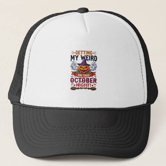 Getting Weird Halloween Pumpkin Ghosts Witch Hat_1 Trucker Hat (Front)
