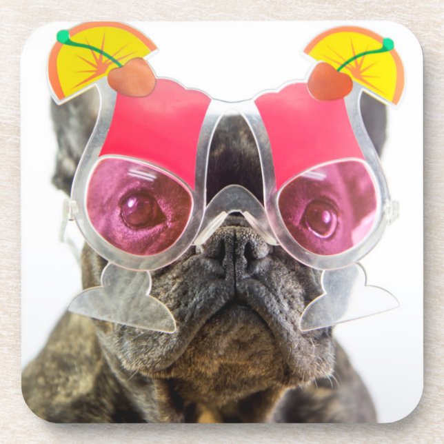 Getty Images | Dog With Cocktail Glasses Coaster (Front)